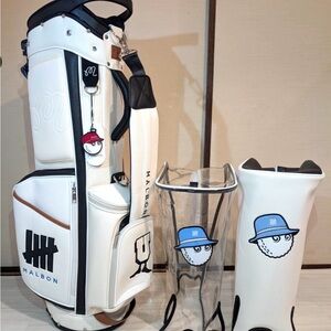 Malbon White Golf Bag with Black Accents